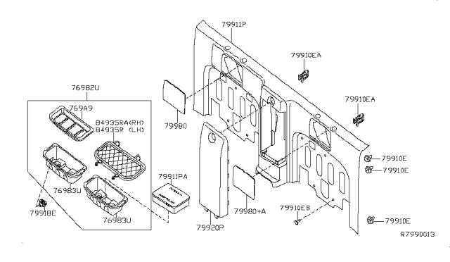 2016 Nissan Frontier Box-Rear Side, LH Diagram for 76983-ZS00A