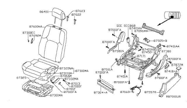 2014 Nissan Frontier Front Seat Diagram 1