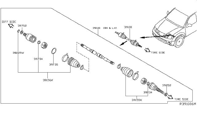 2017 Nissan Frontier Front Drive Shaft (FF) Diagram