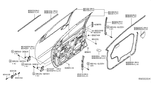 2007 Nissan Frontier Check Link Assembly-Front Door R Diagram for 80430-EA000