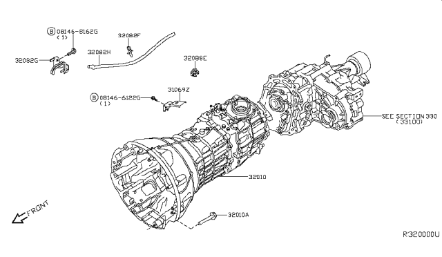 2009 Nissan Frontier Manual Transmission, Transaxle & Fitting Diagram 2