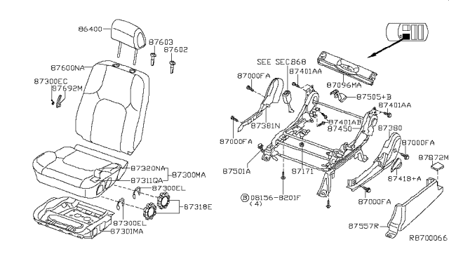 2016 Nissan Frontier Front Seat Diagram 4
