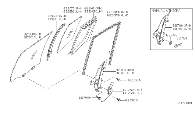 2018 Nissan Frontier Rear Door Window & Regulator Diagram 1