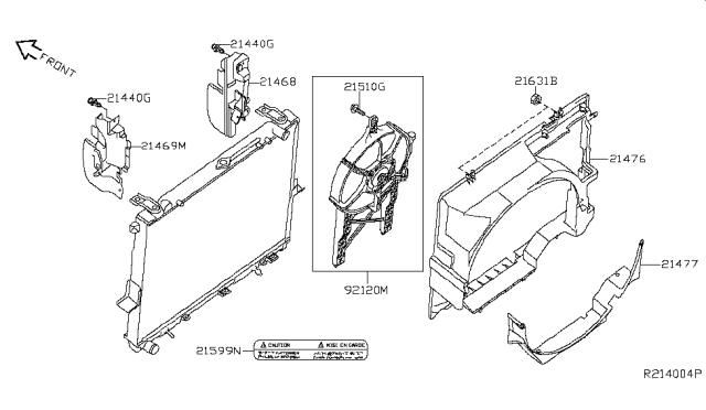 2014 Nissan Frontier Radiator,Shroud & Inverter Cooling Diagram 1