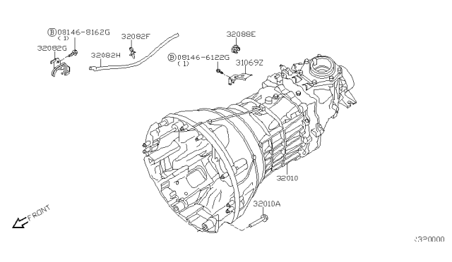 2010 Nissan Frontier Manual Transmission, Transaxle & Fitting Diagram 2