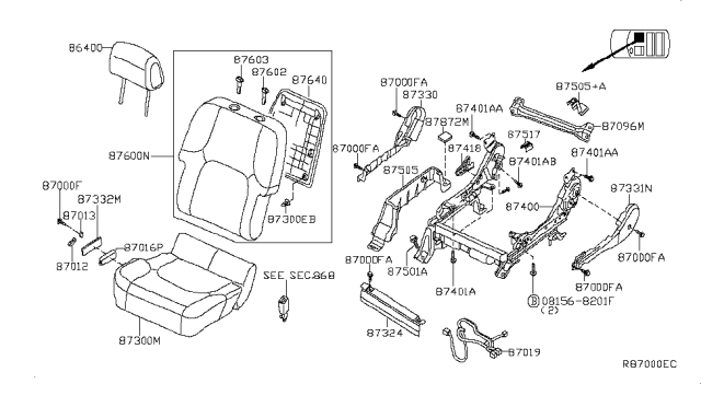 2009 Nissan Frontier Front Seat Diagram 12