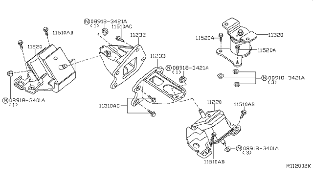 2017 Nissan Frontier Engine & Transmission Mounting Diagram 8