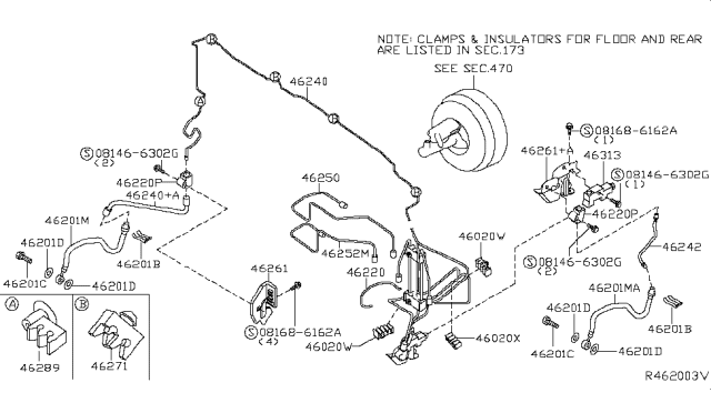 2006 Nissan Frontier Tube Assembly-Brake,Front R Diagram for 46240-EA000