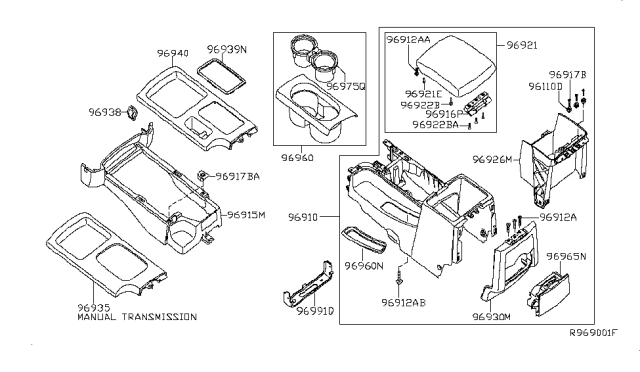 2007 Nissan Frontier Finisher-Console Diagram for 96931-EA010