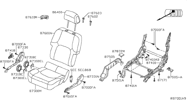 2016 Nissan Frontier Front Seat Diagram 6