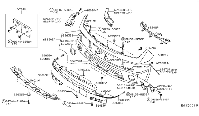 2018 Nissan Frontier Bracket-Front Bumper Side,LH Diagram for 62045-ZL00B