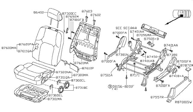 2006 Nissan Frontier Front Seat Diagram 1