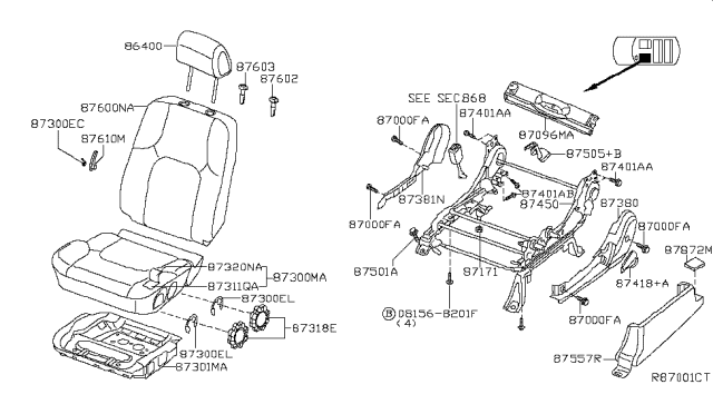 2019 Nissan Frontier Front Seat Diagram 2