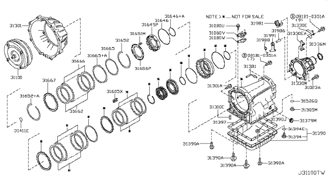 2012 Nissan Frontier Torque Converter,Housing & Case Diagram 1