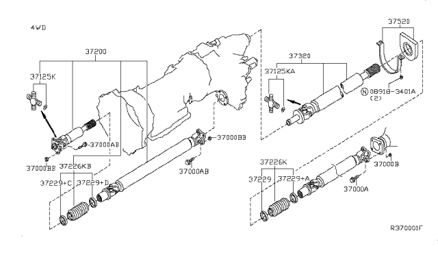 2015 Nissan Frontier Kit Journal Diagram for 37126-EA027