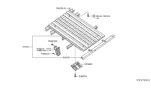 2010 Nissan Frontier Rear Body Floor & Fitting Diagram 3