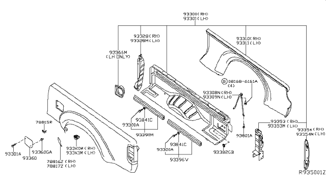 2016 Nissan Frontier Rear Body Side Gate & Fitting Diagram 6