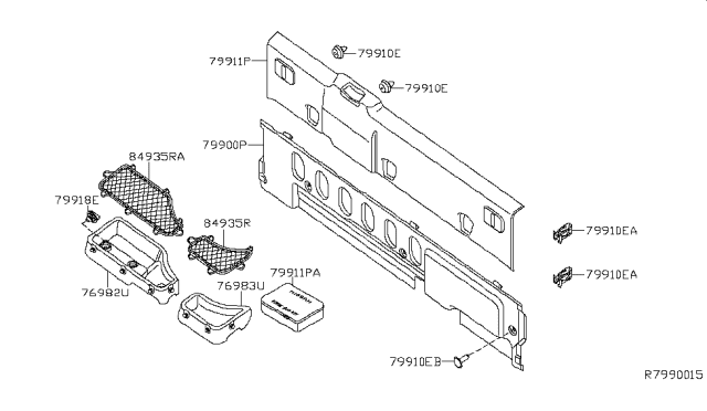 2017 Nissan Frontier Rear & Back Panel Trimming Diagram 1