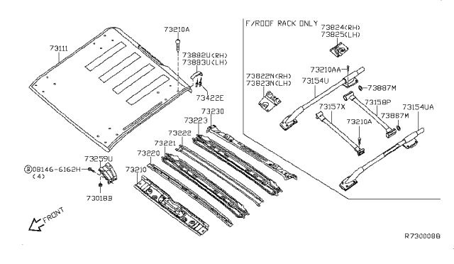 2019 Nissan Frontier Rail Front Roof Diagram for G3210-9BMMA