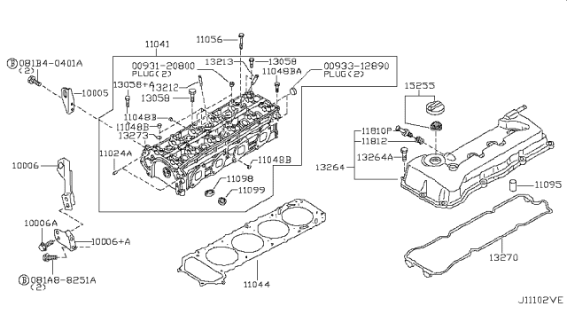 2019 Nissan Frontier Rocker Cover Gasket Diagram for 13270-EA20C