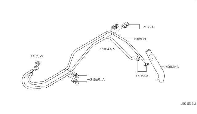 2019 Nissan Frontier Water Hose & Piping Diagram 1