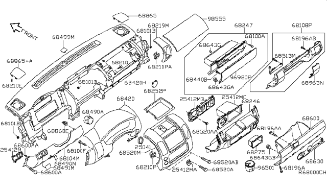 2018 Nissan Frontier Instrument Panel,Pad & Cluster Lid Diagram 2