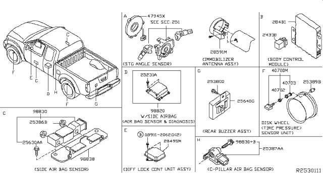 2018 Nissan Frontier Tpms Tire Pressure Monitoring Sensor Diagram for 40700-3AN0B