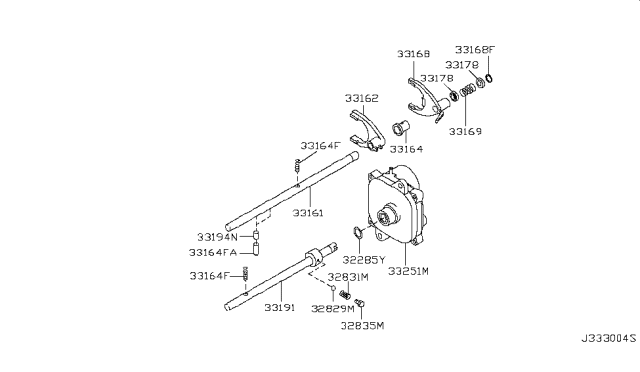 2007 Nissan Frontier Transfer Shift Lever,Fork & Control Diagram 3