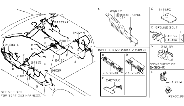 2015 Nissan Frontier Harness-Body, NO. 2 Diagram for 24017-9BM5D