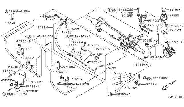 2016 Nissan Frontier Hose And Tube Assembly Diagram for 49720-9BA0A