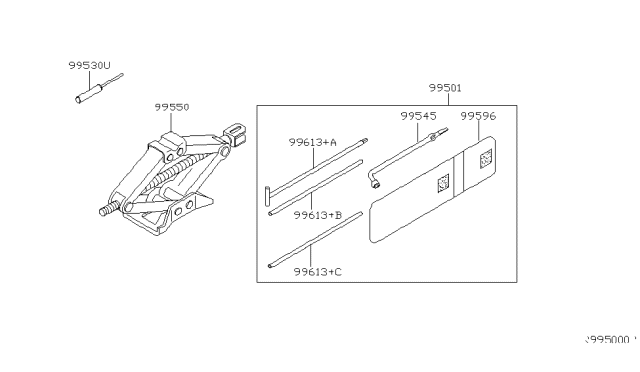 2013 Nissan Frontier Rod-Jack Handle Diagram for 99552-7S220