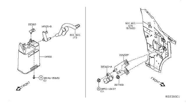 2017 Nissan Frontier CANISTER Assembly E Diagram for 14950-EA20B