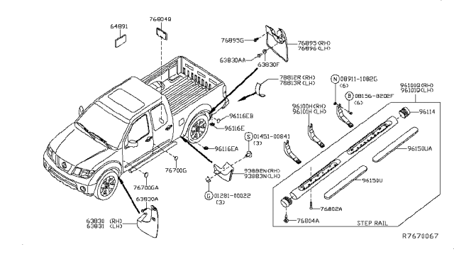 2013 Nissan Frontier Frontier Cab Mat Diagram for 96150-EA80A