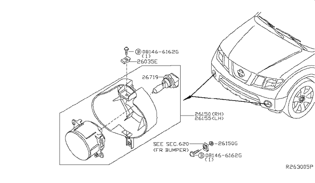 2016 Nissan Frontier Fog,Daytime Running & Driving Lamp Diagram 1