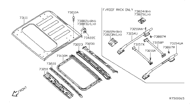 2010 Nissan Frontier Roof Panel & Fitting Diagram 3