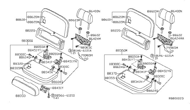 2009 Nissan Frontier Extension Assy-Rear Seat Cushion Diagram for 88333-EA60C