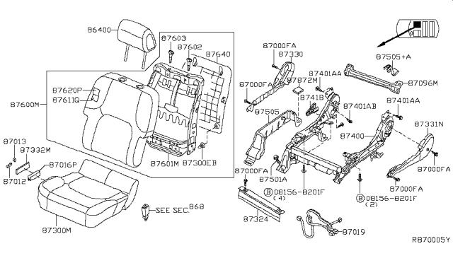 2009 Nissan Frontier Front Seat Diagram 9