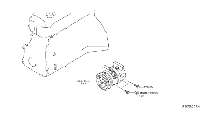 2018 Nissan Frontier Compressor Mounting & Fitting Diagram 2