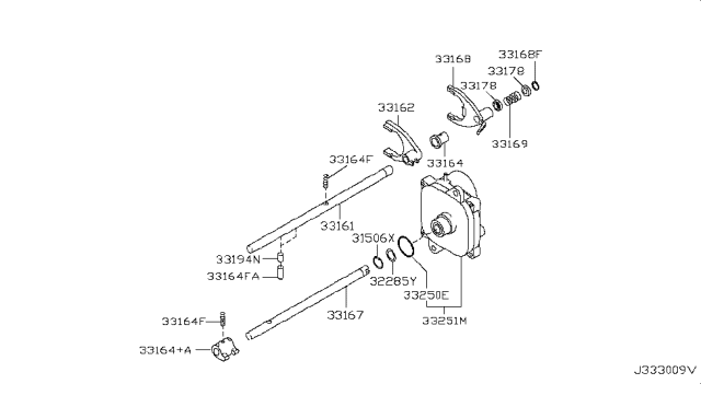 2010 Nissan Frontier Transfer Shift Lever,Fork & Control Diagram 1