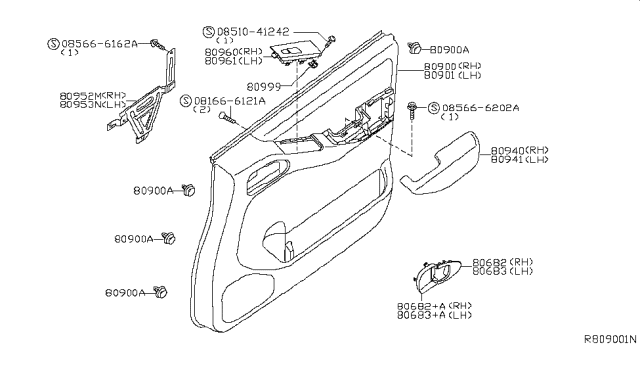 2018 Nissan Frontier FINISHER Power Window Switch, Front LH Diagram for 80961-ZS10A