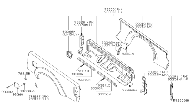 2005 Nissan Frontier Rear Body Side Gate & Fitting Diagram 2