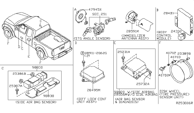 2009 Nissan Frontier Sensor Assembly-Steering Angle Diagram for 47945-3X10A