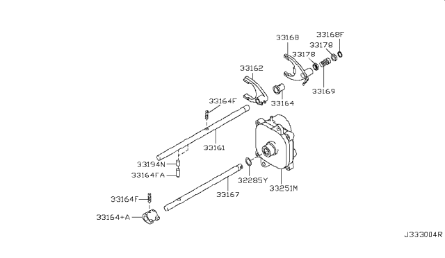 2006 Nissan Frontier Transfer Shift Lever,Fork & Control - Diagram 2