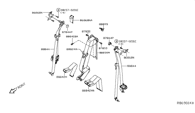 2017 Nissan Frontier Rear Seat Belt Diagram