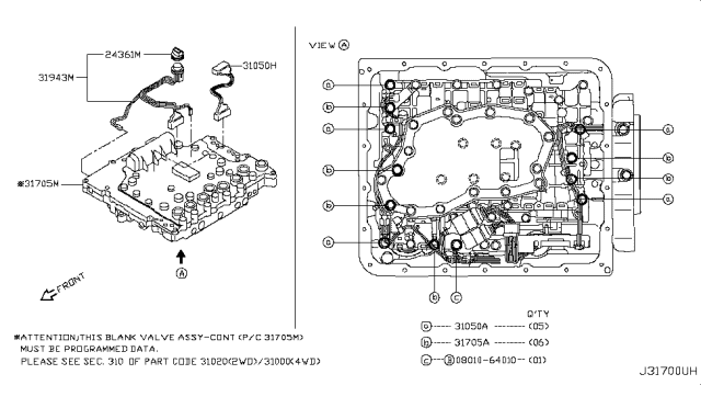2006 Nissan Frontier Valve Assembly-W/O Programming Control Diagram for 31705-3DX8E