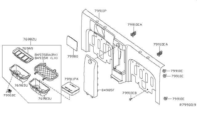 2006 Nissan Frontier Rear & Back Panel Trimming Diagram 3