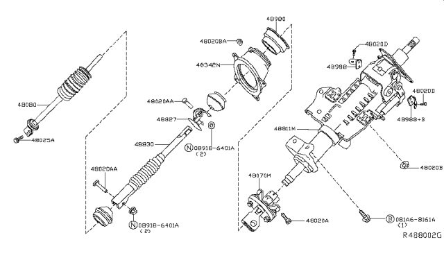 2013 Nissan Frontier Column-Steering Tilt Diagram for 48810-9BF0A