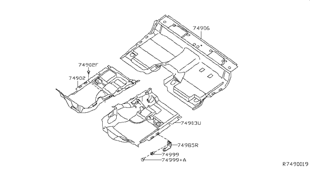 2007 Nissan Frontier Carpet-Floor Rear Diagram for 74906-ZS16A