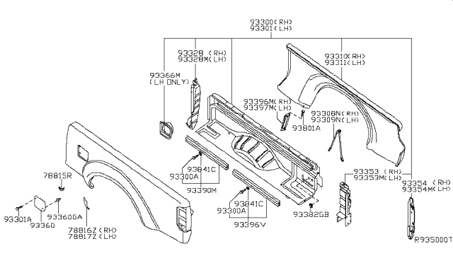 2008 Nissan Frontier Rear Body Side Gate & Fitting Diagram 4