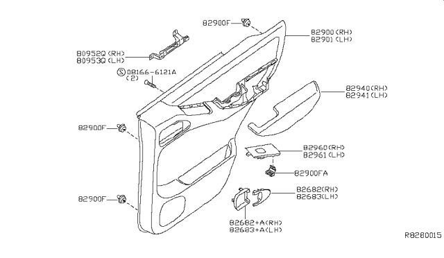 2008 Nissan Frontier Finisher-Power Window Switch,Rear RH Diagram for 82960-ZS10A